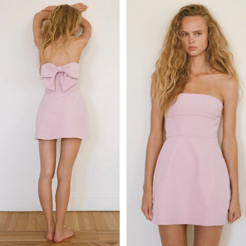 Zara Pink Mini Dress With Bow Back Style 4772/219